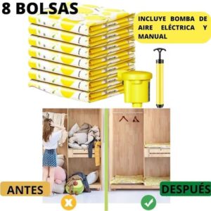 SET X 8 BOLSAS AL VACIO AMARILLO PARA ROPA